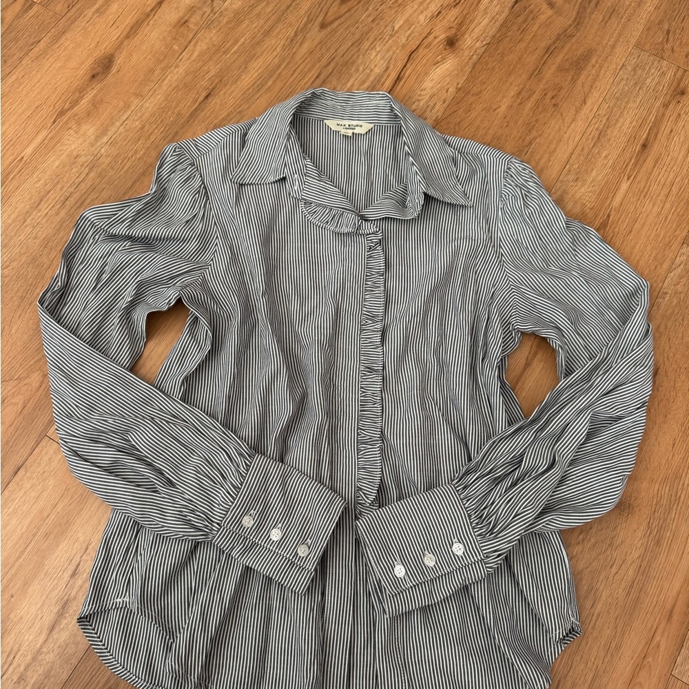 Max Studio Striped Collared Shirt